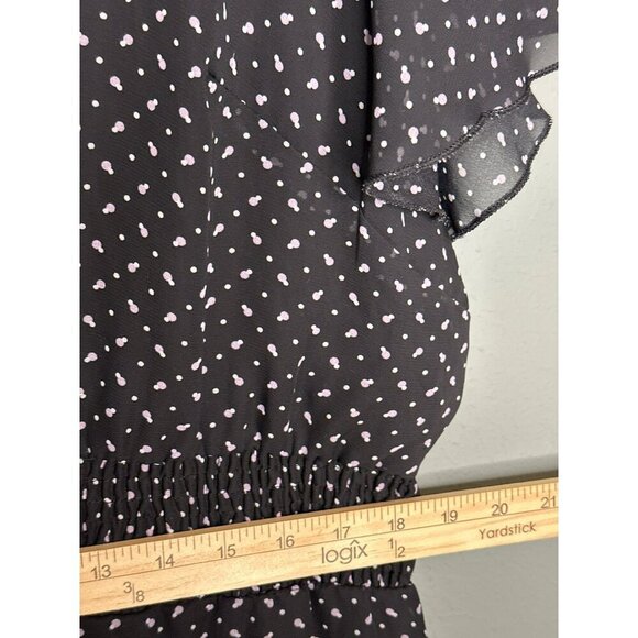 Lane Bryan Women's Plus 26 / 28 Black Polka Dot Maxi Dress Witchy Goth - Picture 4 of 10